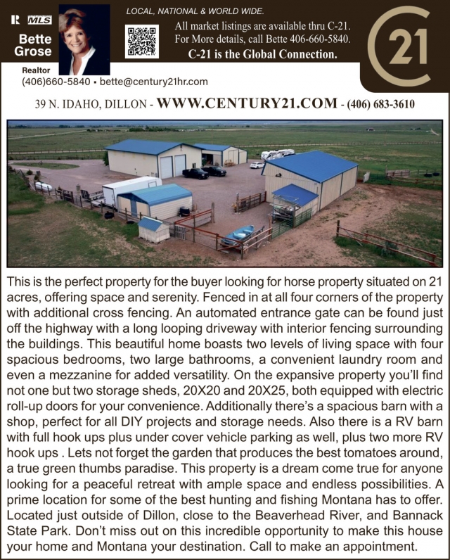 Local National & World Wide, Bette Grose - Century 21, Dillon, MT