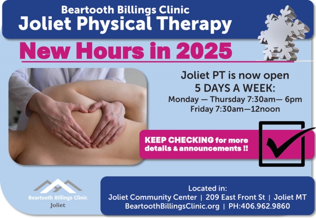 Joliet Physical Therapy, Beartooth Billings Clinic, Red Lodge, MT