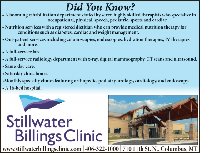 Did You Know?, Stillwater Billings Clinic, Columbus, MT