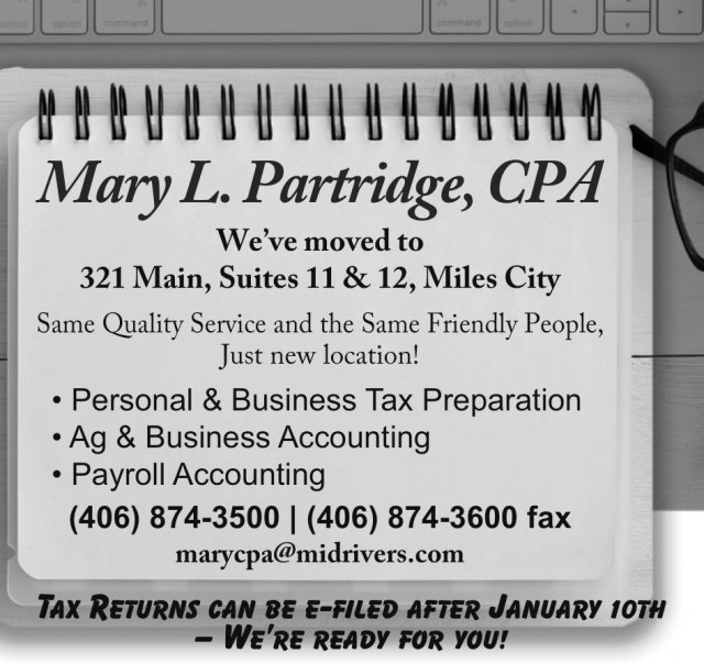 Certified Public Accountant, Mary L. Partridge, CPA