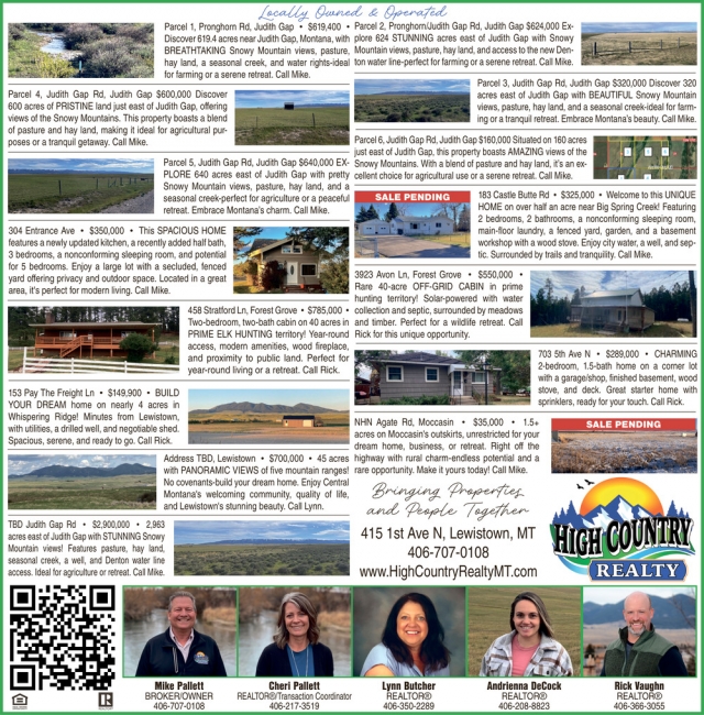 Real Estate Listings, High Country Realty, Lewistown, MT