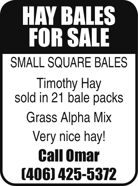 Hay Bales for Sale, 406-425-4372