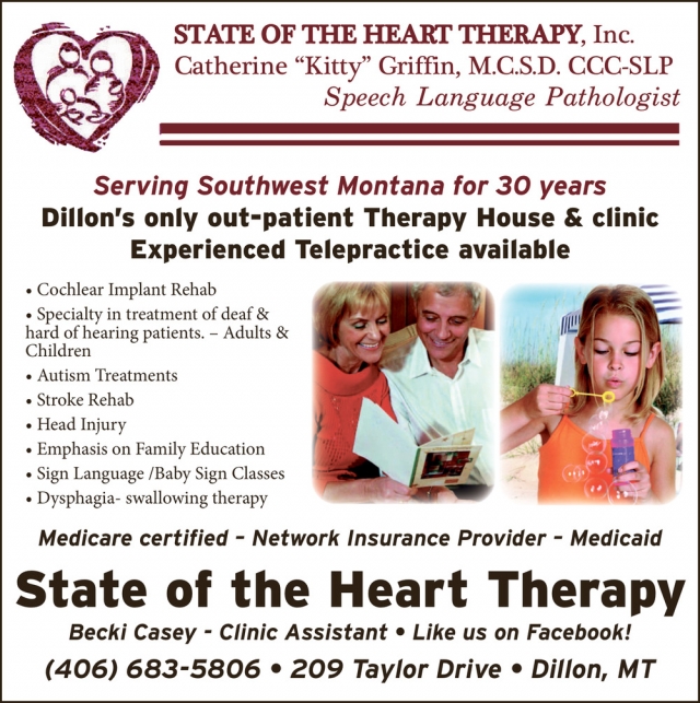 Speech Language Pathologist, State of The Heart Therapy, Inc.