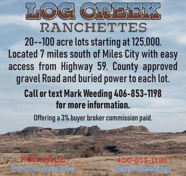 20--100 Acre Lots, 406-853-1198