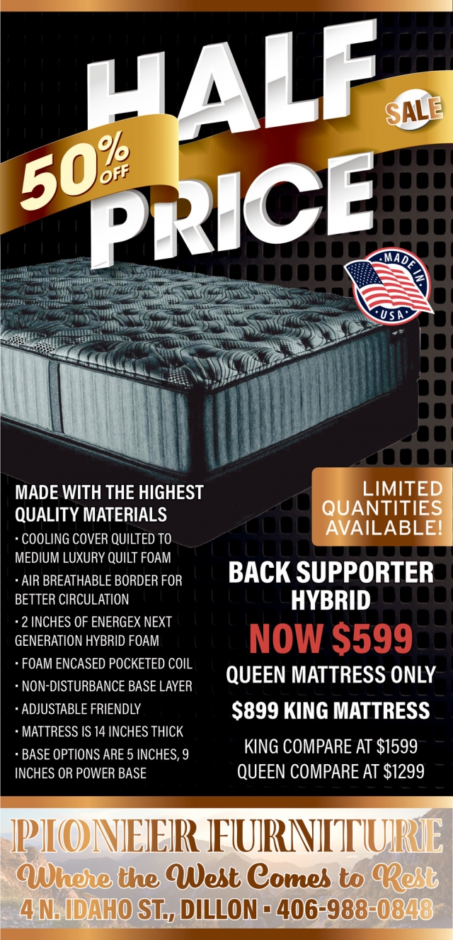 Mattress 50% OFF, Pioneer Furniture, Dillon, MT