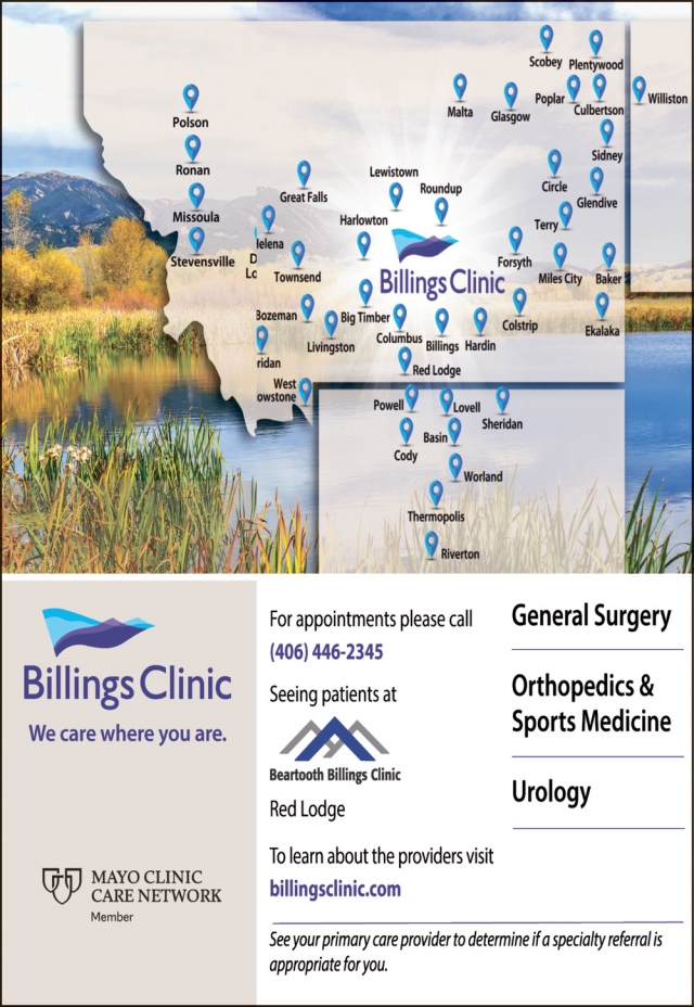 Orthopedics & Sports Medicine, Beartooth Billings Clinic, Red Lodge, MT