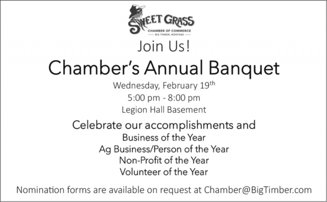 Chamber's Annual Banquet, Sweet Grass Chamber of Commerce, Big Timber, MT