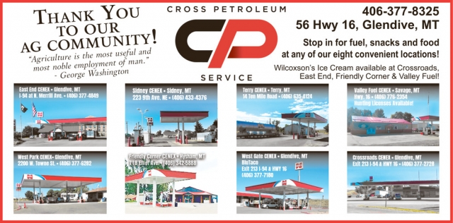 Thank You to Our Ag Community!, Cross Petroleum, Glendive, MT