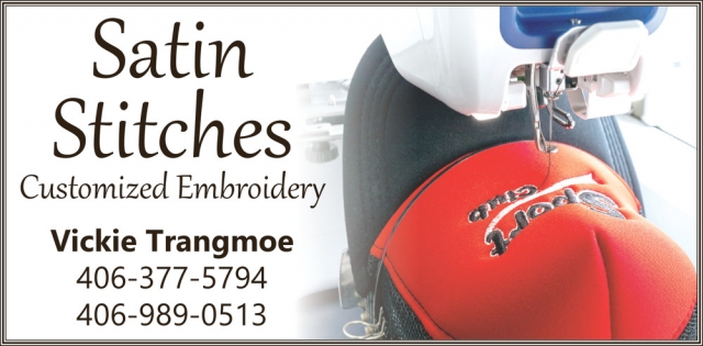 Customized Embroidery, Satin Stitches, Glendive, MT