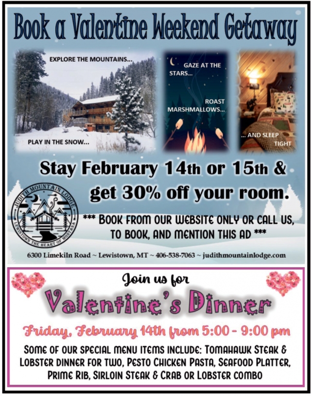 Valentine's Dinner, Judith Mountain Lodge, Lewistown, MT