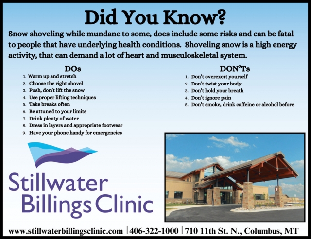 Did You Know?, Stillwater Billings Clinic, Columbus, MT