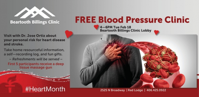 Free Blood Pressure Clinic, Beartooth Billings Clinic, Red Lodge, MT