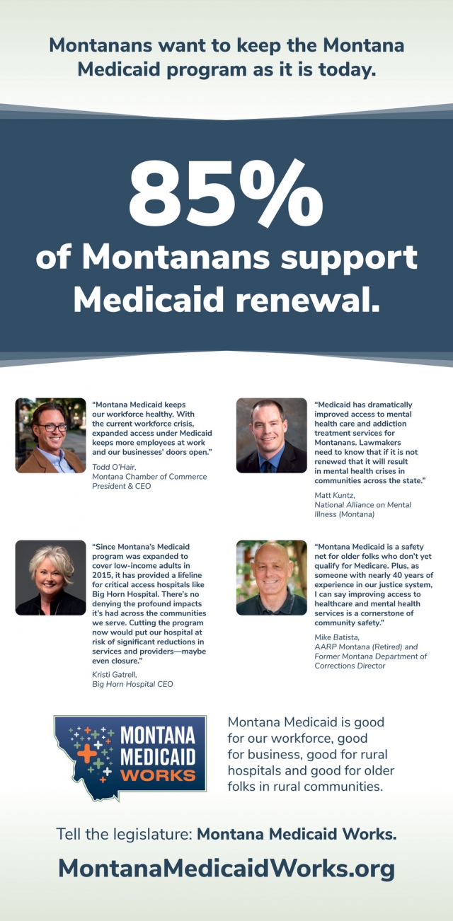 85% of Montanans Support Medicaid Renewal., Montana Medicaid Works