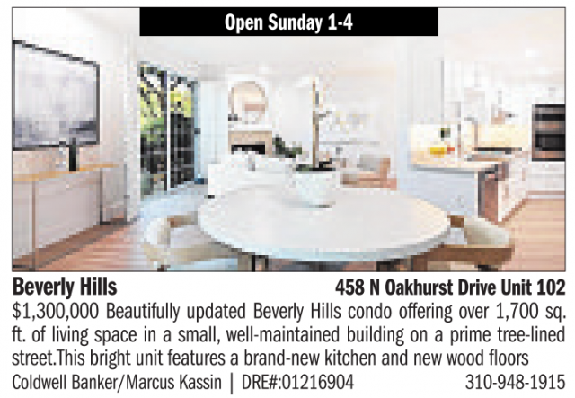Open Sunday 1-4, Beverly Hills