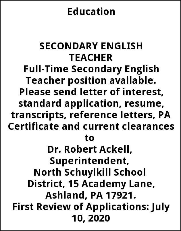 North schuylkill school district jobs