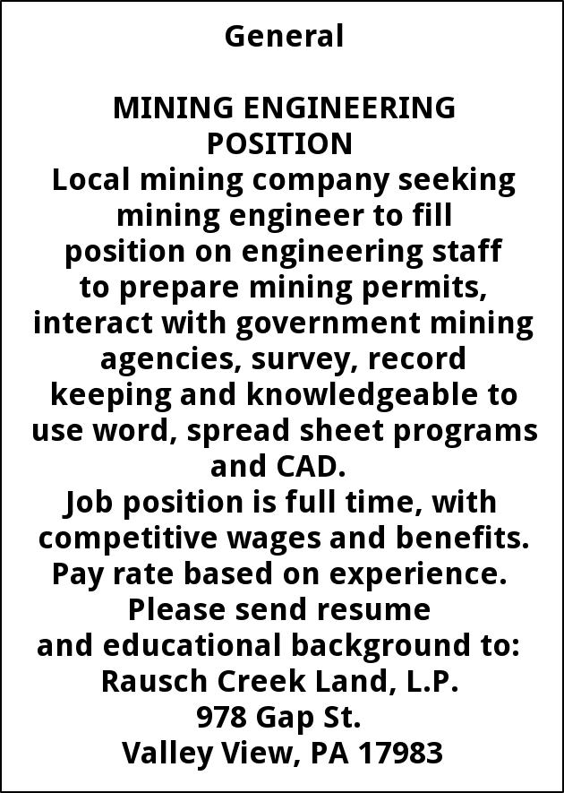 Mining Engineering Position