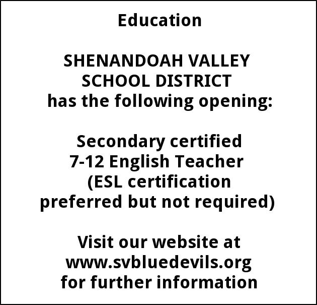Secondary Certified English Teacher