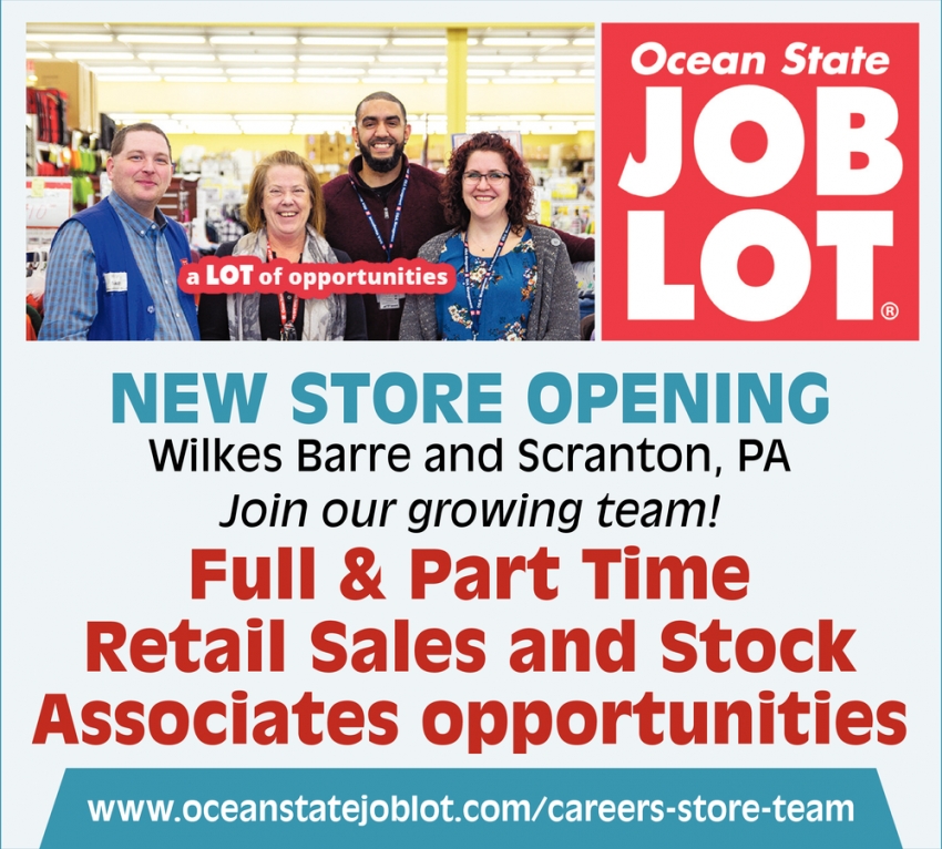 Retail Sales and Stock Associates Opportunities, Ocean State Job Lot