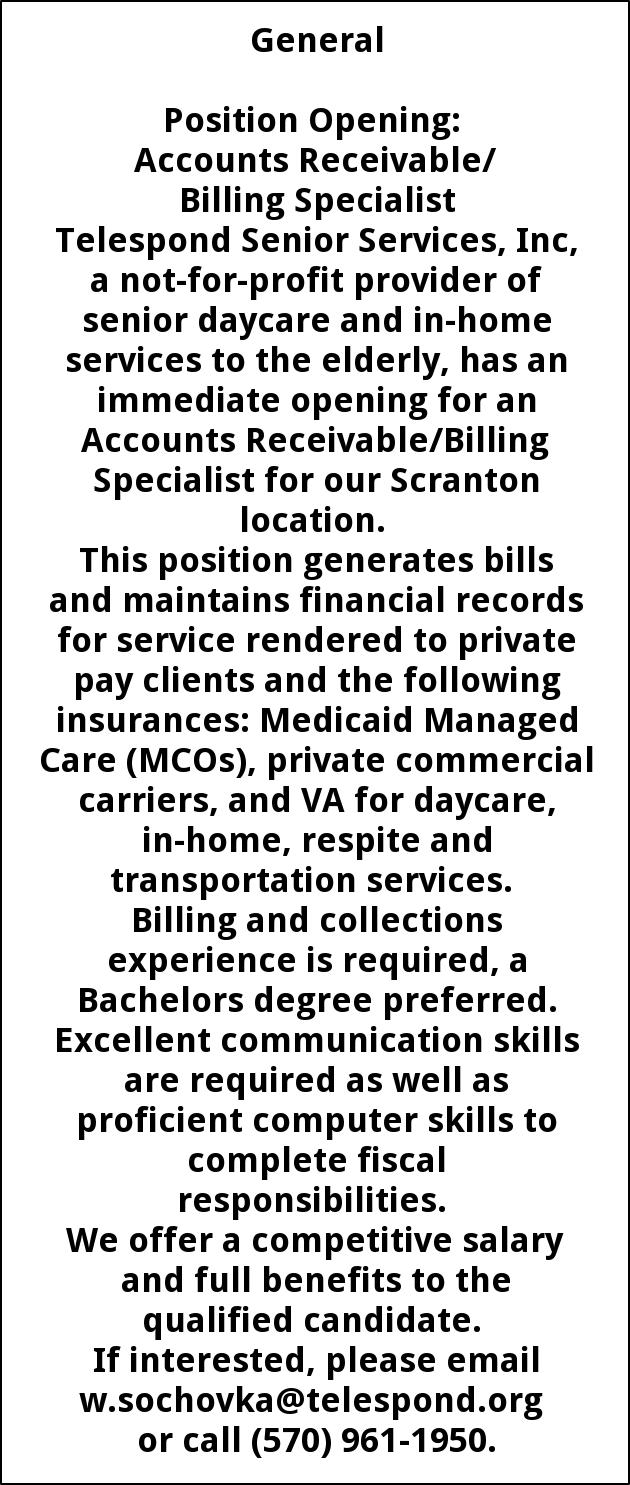 Accounts Receivable/Billing Specialist