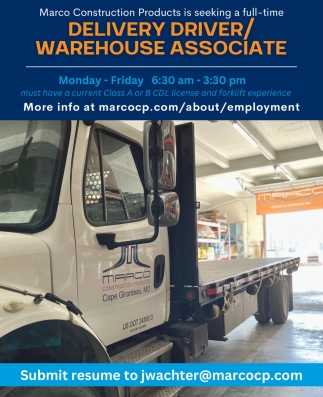 Delivery Driver / Warehouse Associate, Marco Construction Products