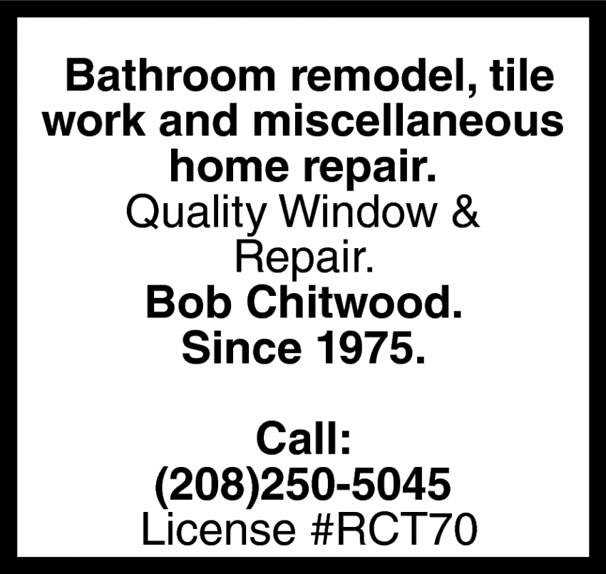 Bathroom Remodel, Tile Work and Miscellaneous Home Repair