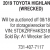 2019 Toyota Highlander (Wrecked)