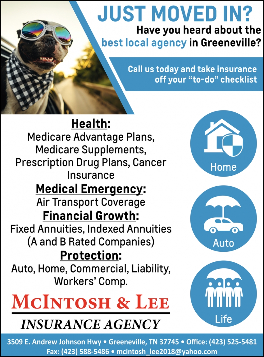 Just Moved In?, McIntosh & Lee Insurance Agency, Greeneville, TN