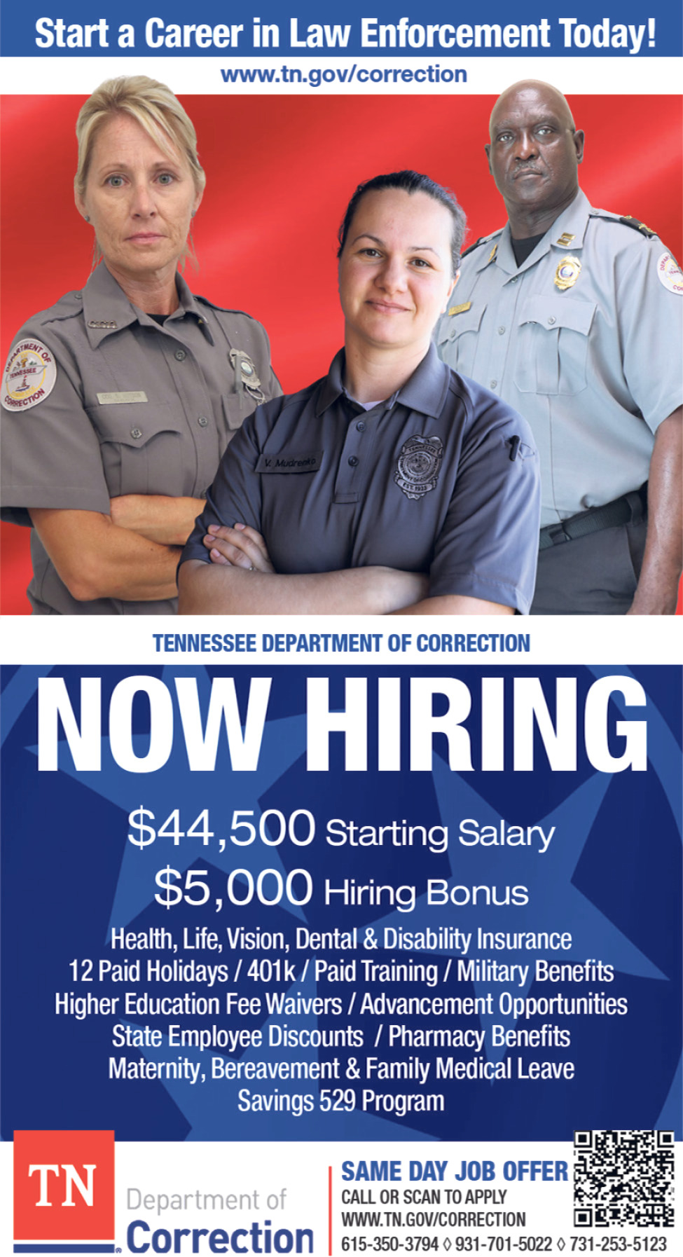 Start a Career in Law Enforcement Today!, TN Department of Correction