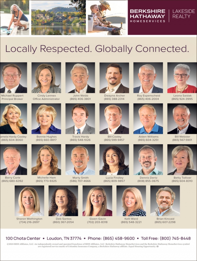 Locally Respected. Globally Connected., Berkshire Hathaway HomeServices Lakeside Realty, Loudon, TN