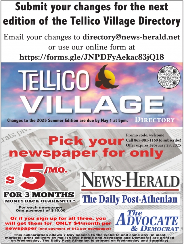 Submit Your Changes for the Next Edition of the Tellico Village Directory, Tellico Village Directory