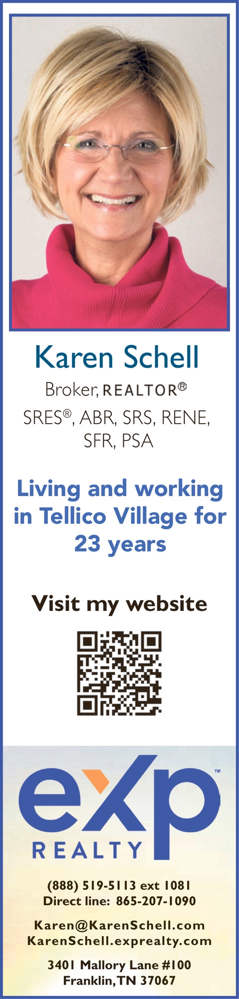 Realtor, EXP Realty - Karen Schell, Franklin, TN