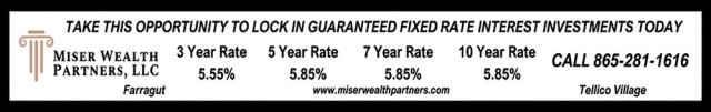 Take This Opportunity to Lock in Guaranteed Fixed Rate Interest Investments Today, Miser Wealth Partners LLC, Farragut, TN
