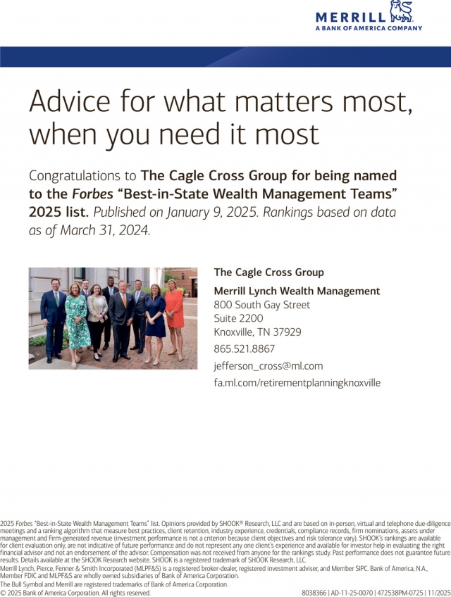 Advice for What Matters Most, Merrill Lynch Wealth Management - The Cagle Cross Group, Knoxville, TN