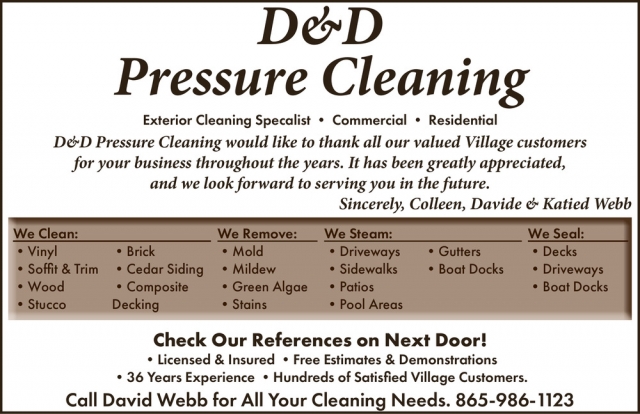 Exterior Cleaning Specialist, D&D Pressure Cleaning, Lenoir City, TN