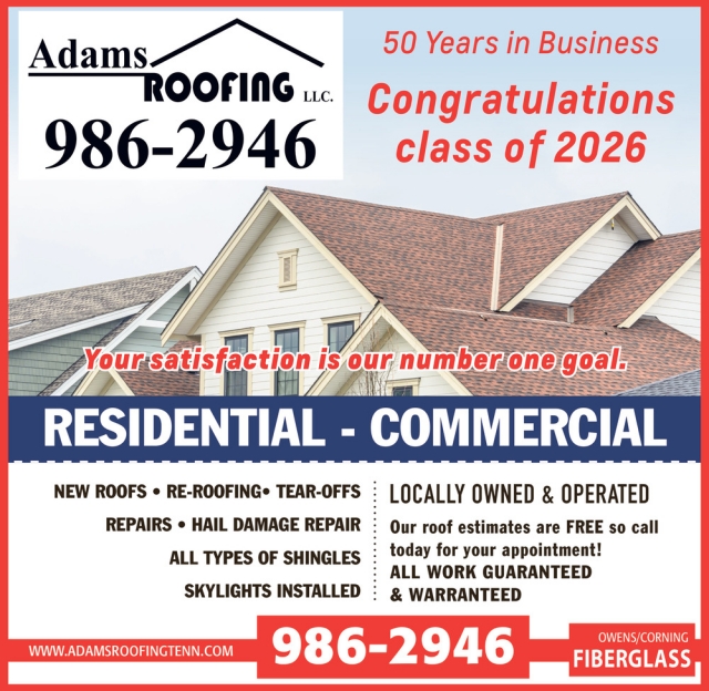 New Roofs, Adams Roofing, Loudon, TN