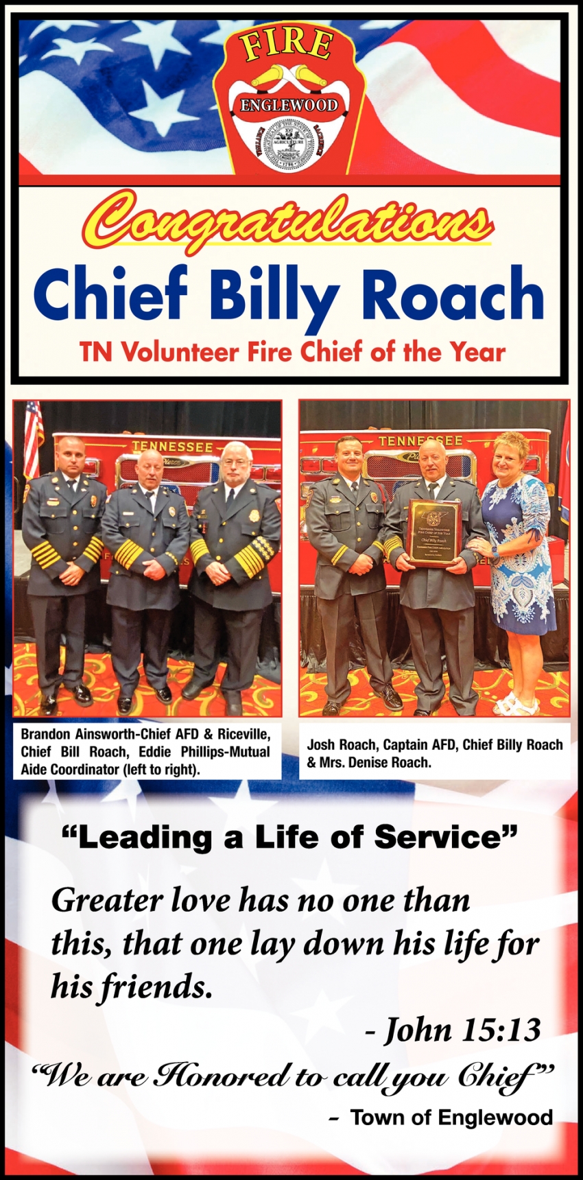Congratulations Chief Billy Roach