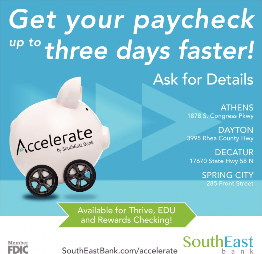 Get Your Paycheck Up to Three Days Faster!
