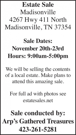 Arp's Gathered Treasures Estate Sale (November 20-23, 2025)