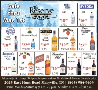 The Reserve Home of Fine Wine and Spirits