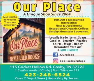 Our Place Books, Coffees, Unique Gifts