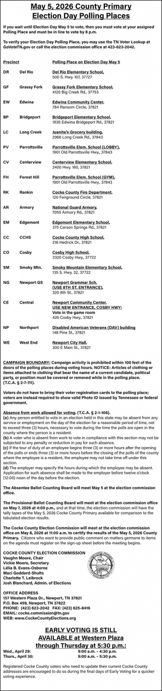 Cocke County Election Commission
