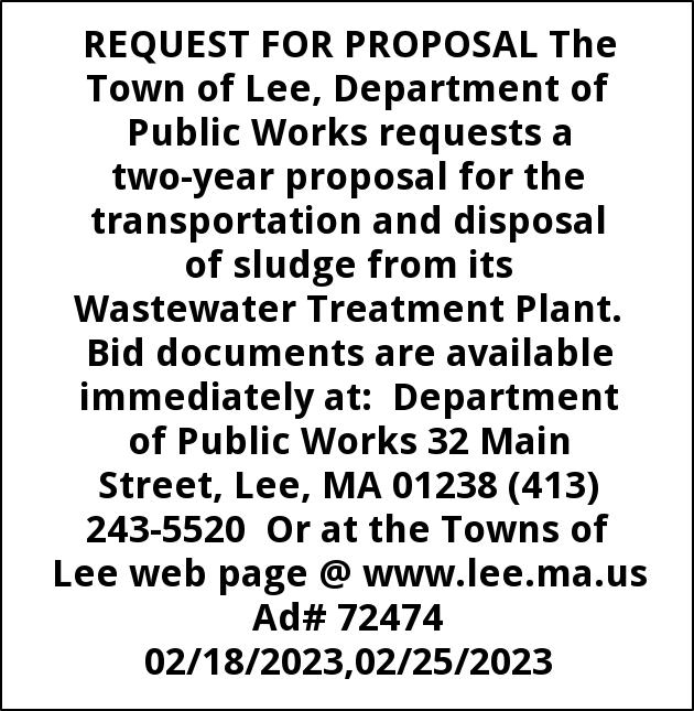 Request For Proposal, Town of Lee , Lee, MA