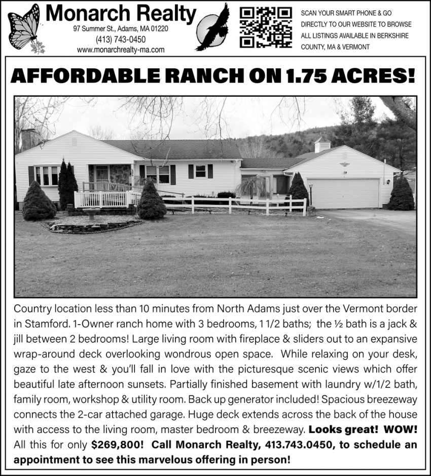 Affordable Ranch On. 1.75 Acres!