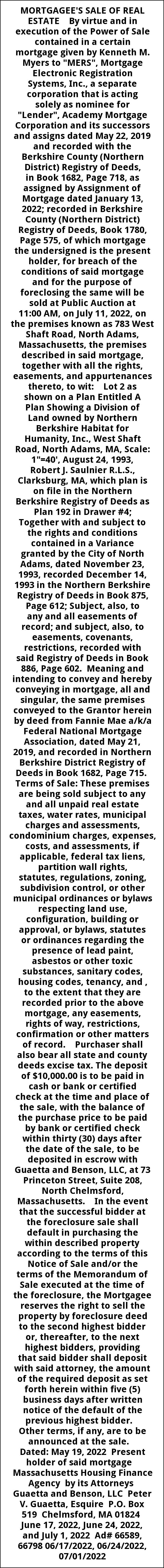 Mortgagee's Sale Of Real Estate