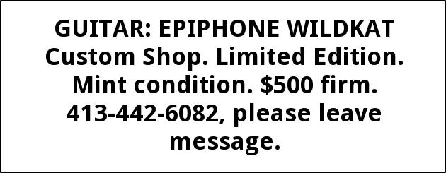 Guitar: Epiphone Wildkat Custom Shop