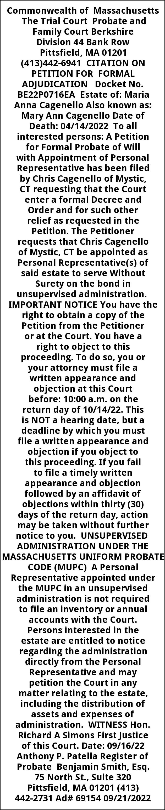 Citation On Petition for Formal Adjudication