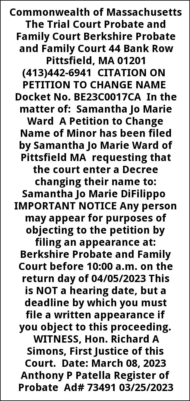 Citation On Petition To Change The Name