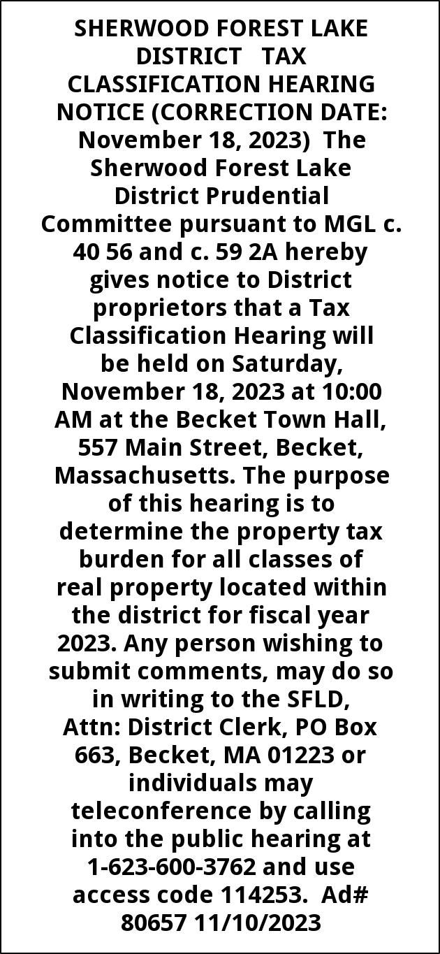 Classification Hearing Notice