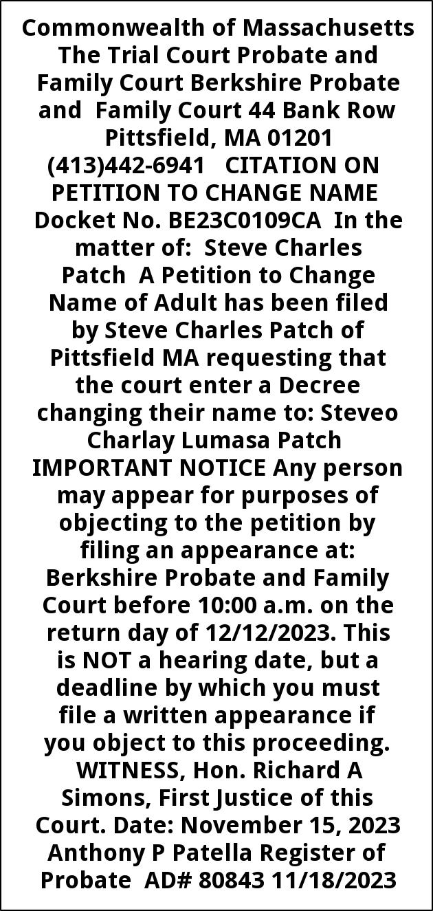 Citation On Petition to Change Name