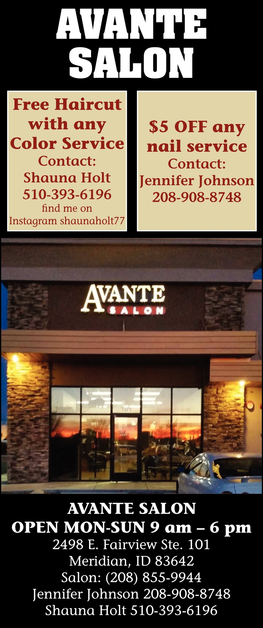 Free Haircut With Any Color Service, Avante Salon